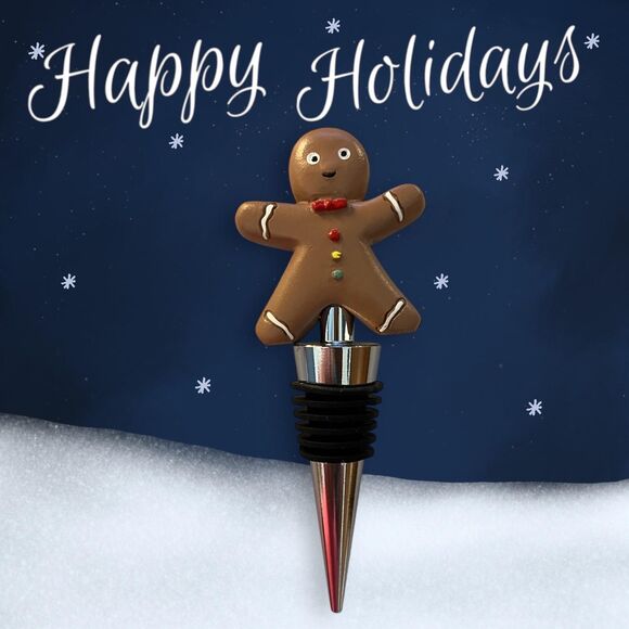 Whimsical Christmas Wine Stopper - Gingerbread Man Home Accent - Picture 1 of 5